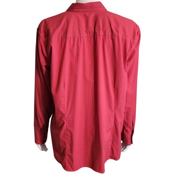 EDDIE BAUER Red Pinstripe Button Down Shirt XXL Stretch Wrinkle Resistant Career - Picture 4 of 11